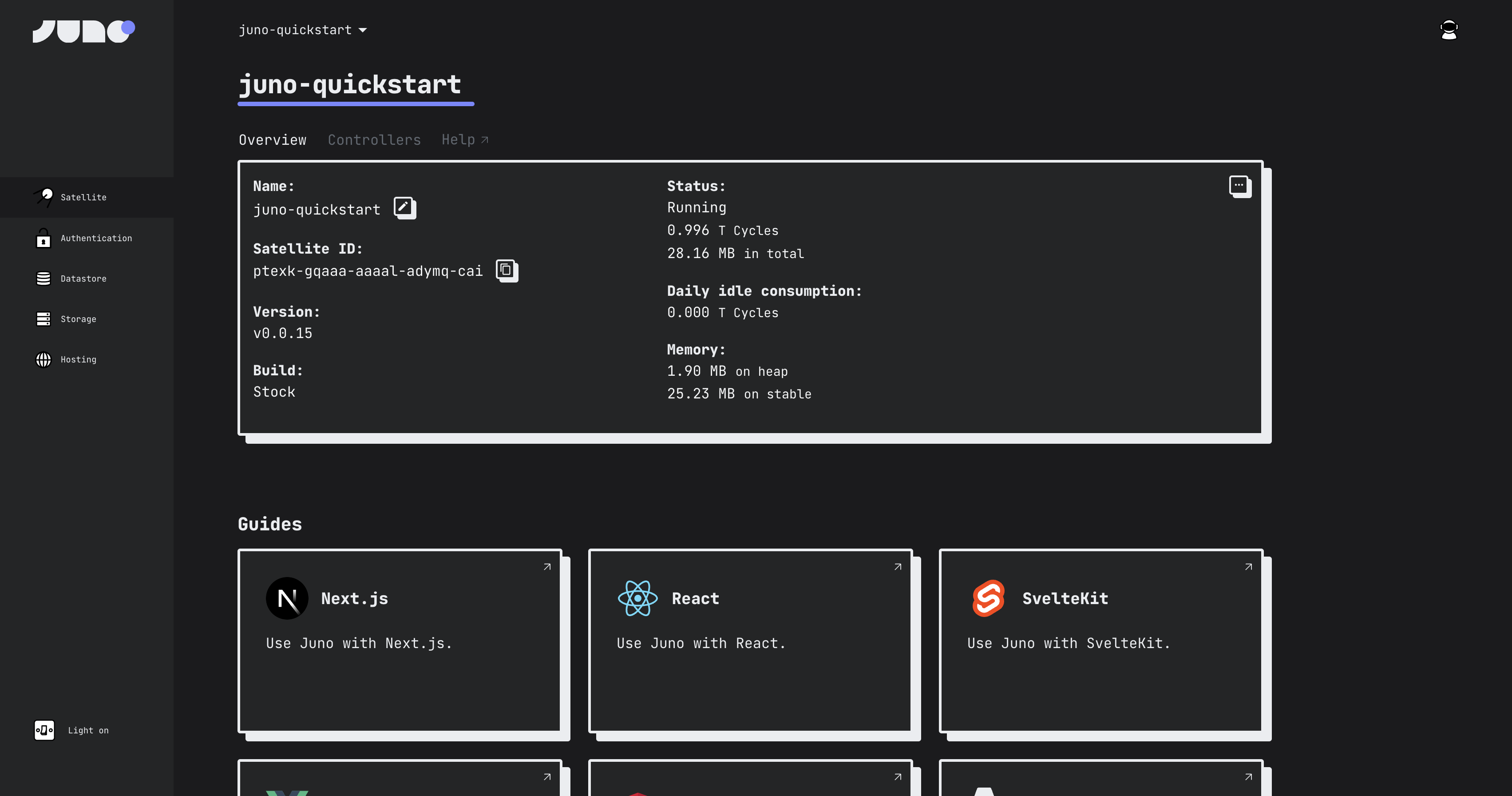 Satellite dashboard